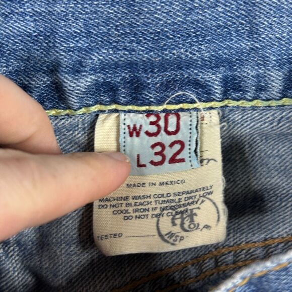 Vtg Abercrombie & Fitch Jeans Mens 30x32 Blue Bootcut Distressed Light Wash Y2K - Picture 6 of 16